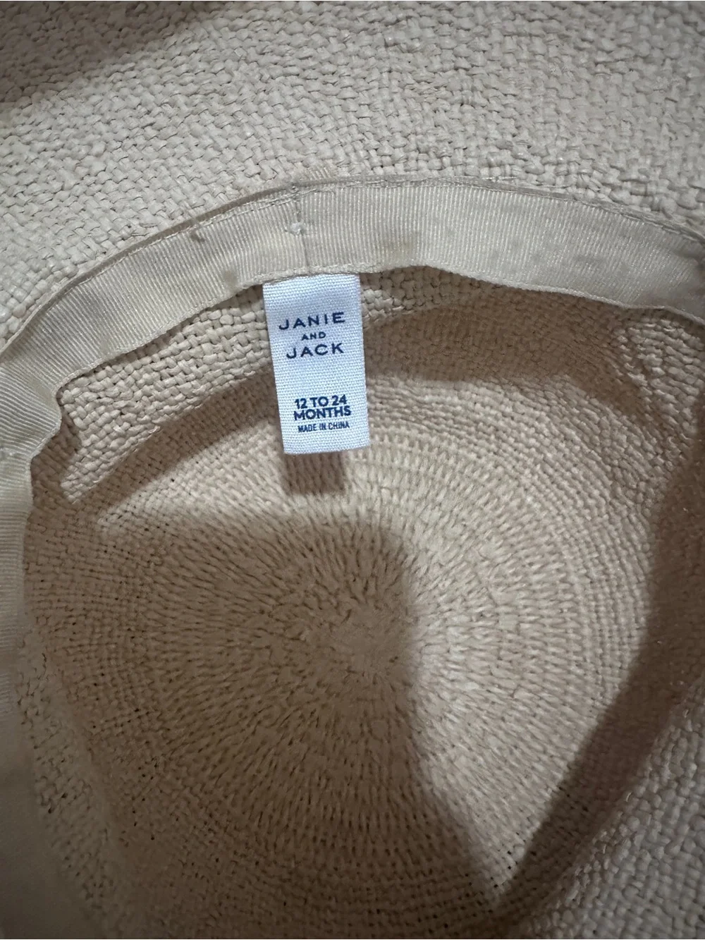 Janie and Jack Cream Wide-Brim Straw Sun Hat with Ribbon